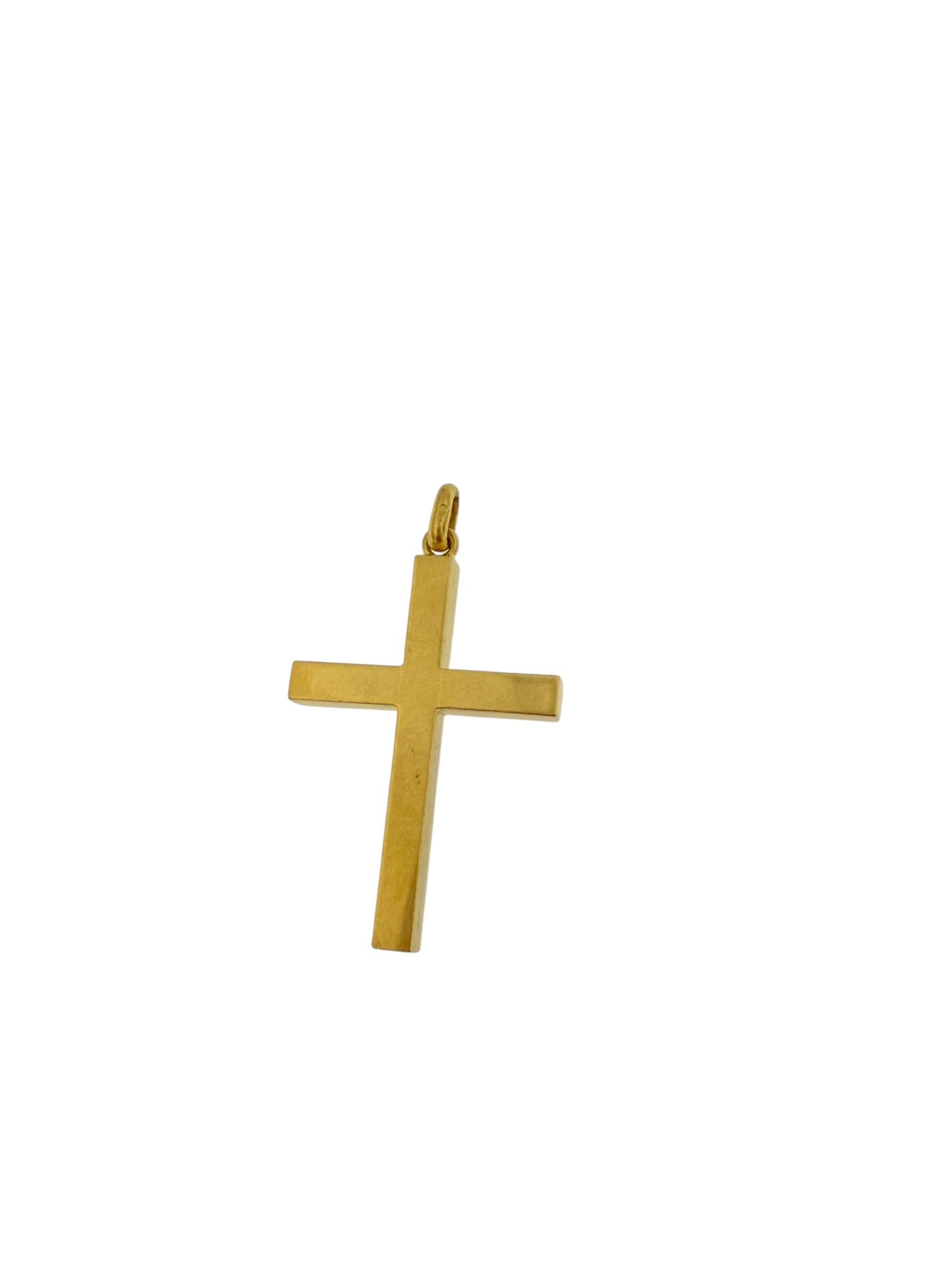 Moderne Croix italienne moderne en or jaune 18 carats en vente