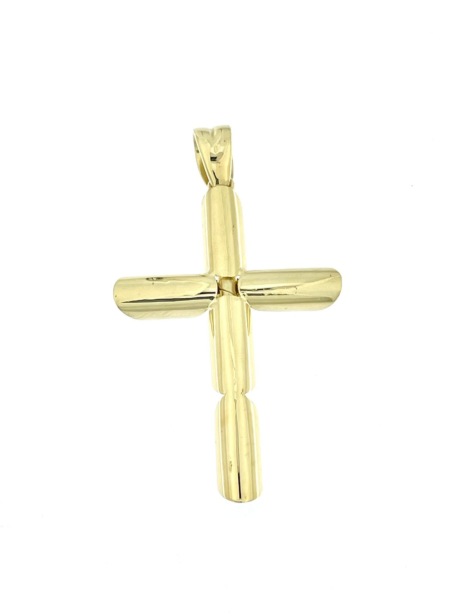 Contemporain Croix italienne moderne de conception tubulaire en or jaune en vente