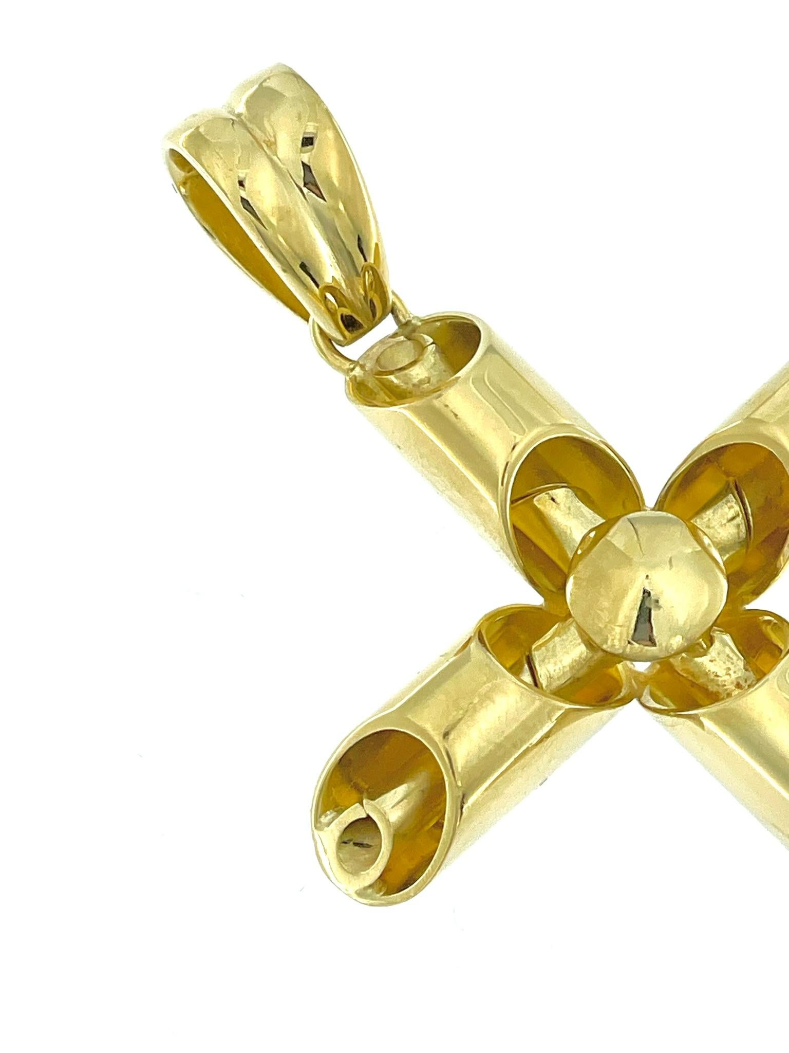 Croix italienne moderne de conception tubulaire en or jaune Bon état - En vente à Esch sur Alzette, Esch-sur-Alzette