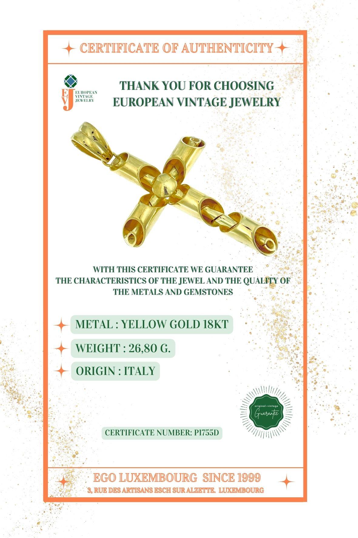 Modernes italienisches Kreuz-Gelbgold-Röhrendesign im Angebot 3