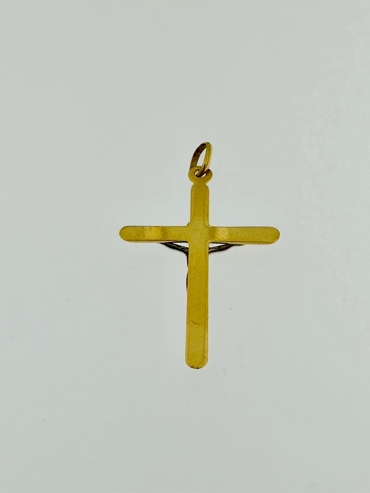 Modern Italian Crucifix 18kt Yellow and White Gold  For Sale 1
