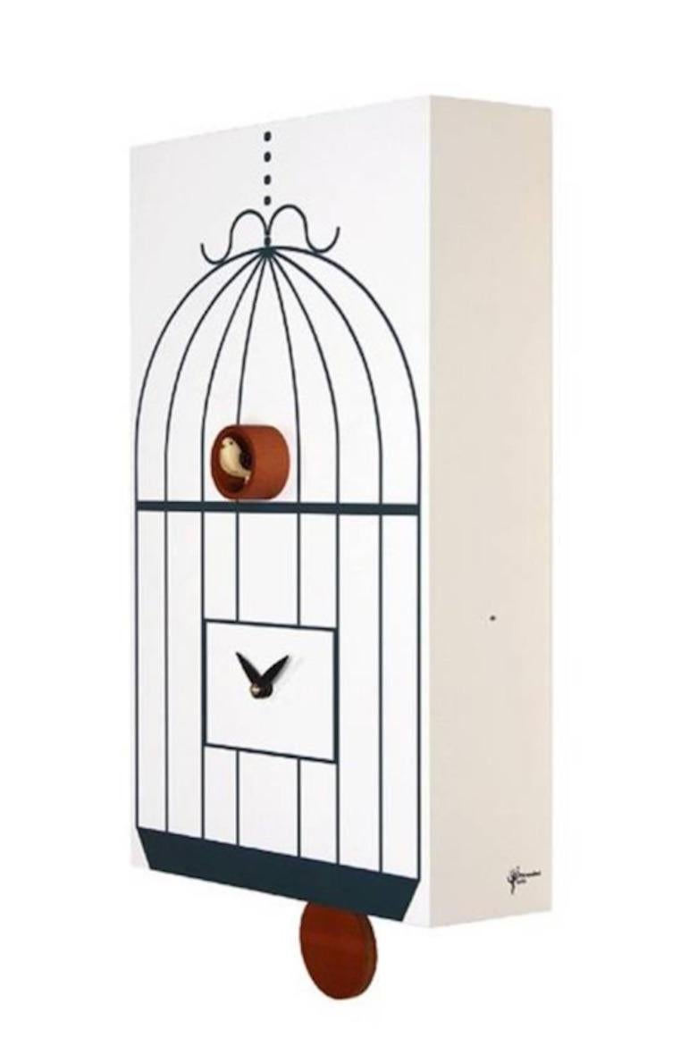 Modern Italian Cuckoo Clock Designer Gifts Idea White In Excellent Condition In Jersey City, NJ