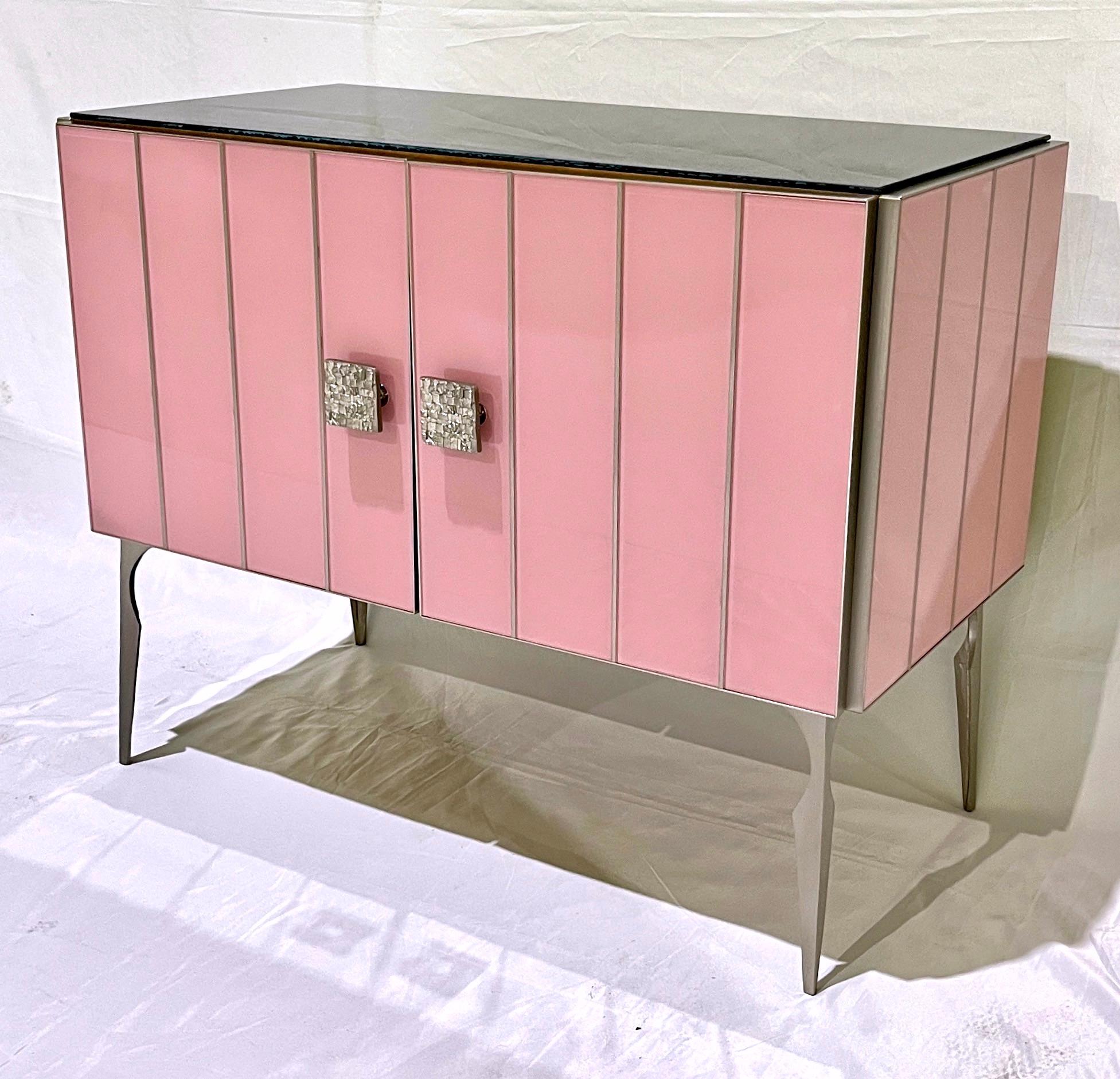 pink glass cabinet