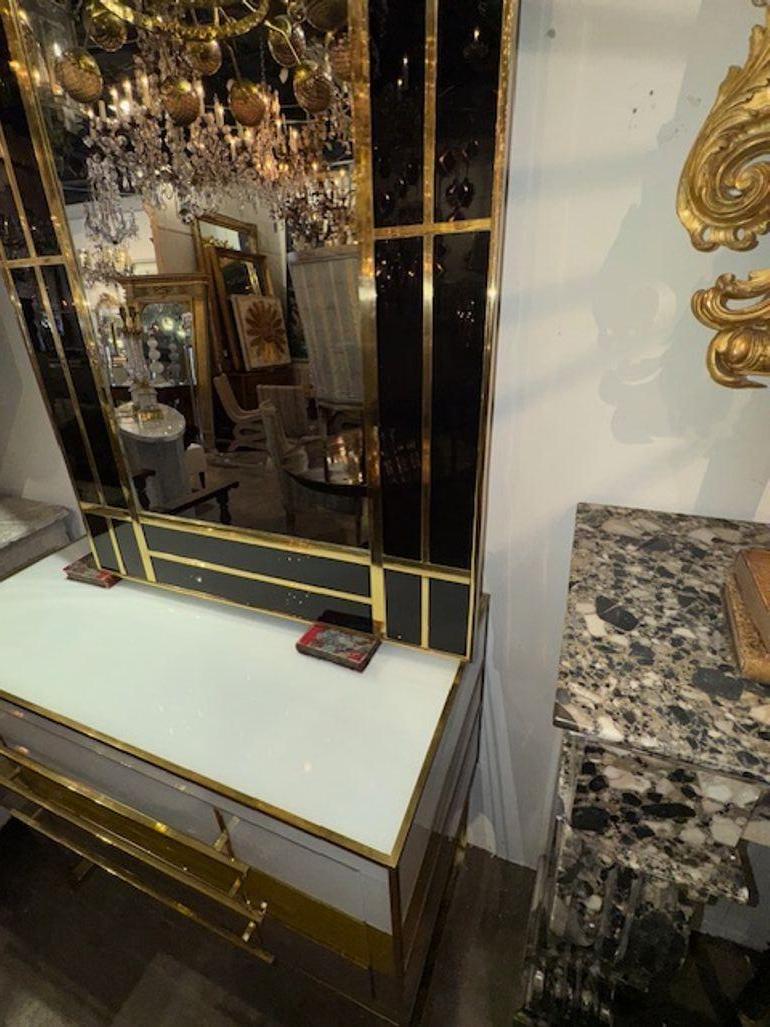 Miroirs modernes en verre noir et laiton poli de design italien Bon état - En vente à Dallas, TX