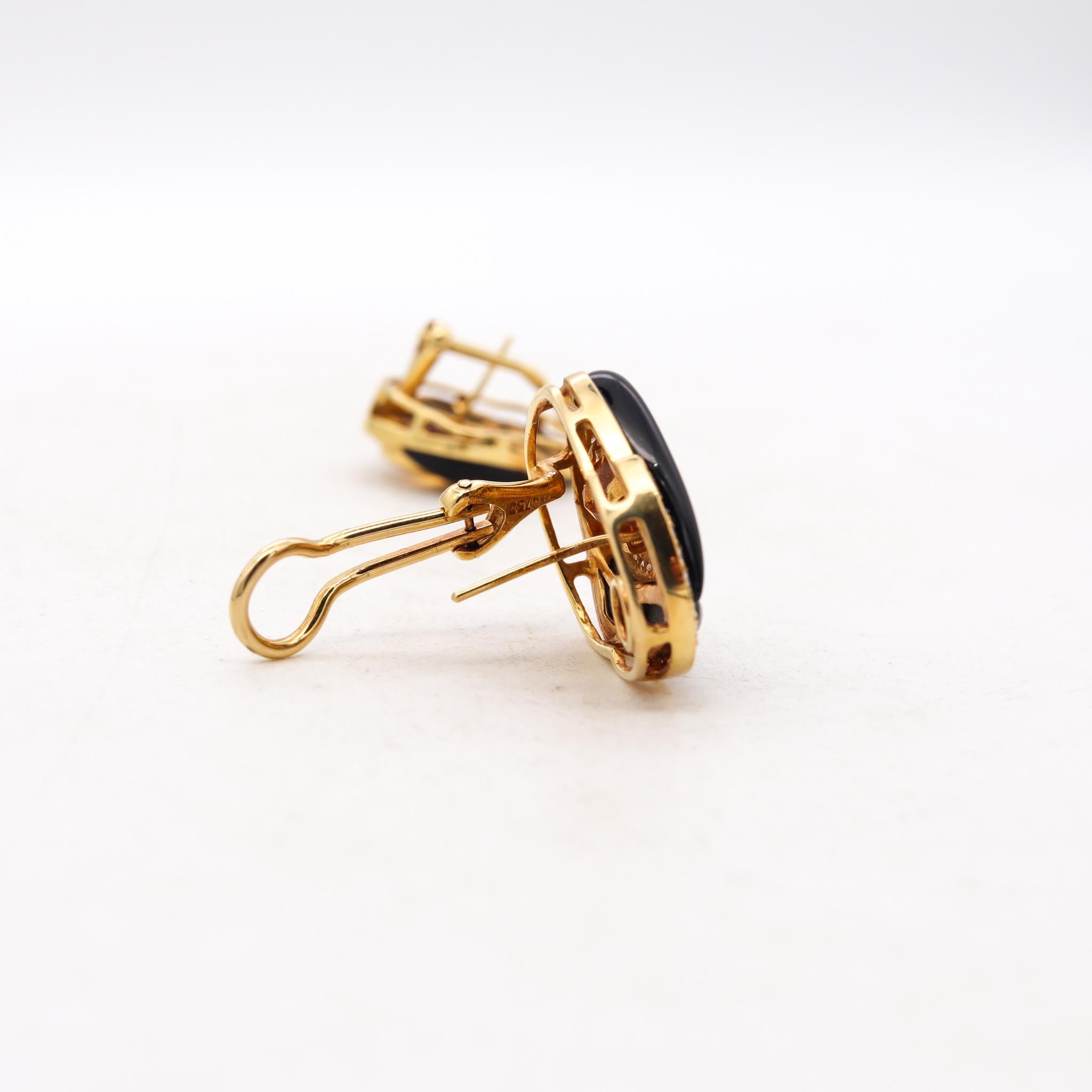 Mixed Cut Modern Italian Designer Gem Set Earrings 18Kt Gold 4.56 Ct Diamond And Gemstones