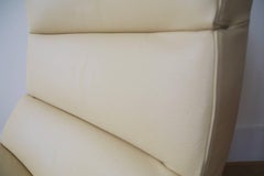 Modern Italian Designer Leather Lounge Chair with Chrome Base
