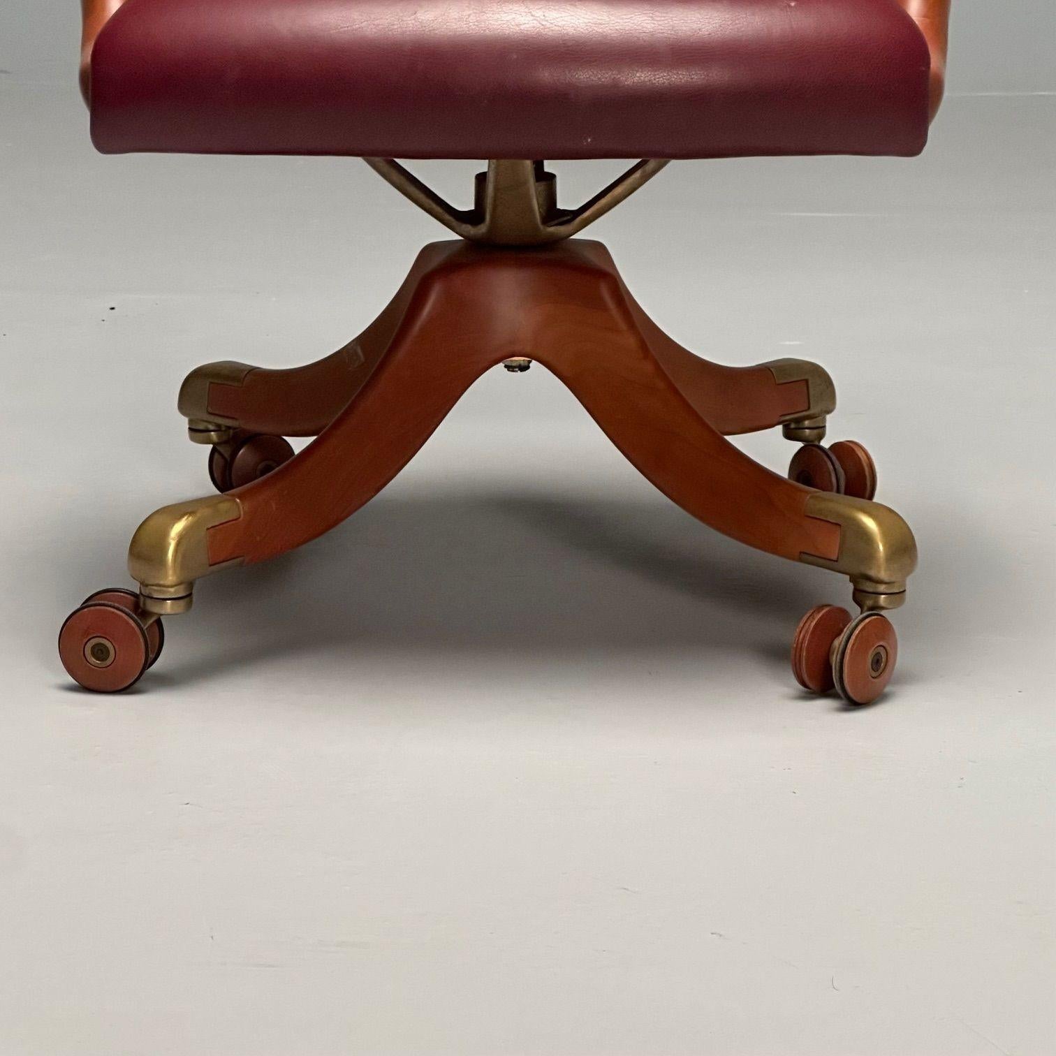 Ceccotti Collezioni, Modern, Office Chair, Light Walnut, Red Leather, 2000s For Sale 5