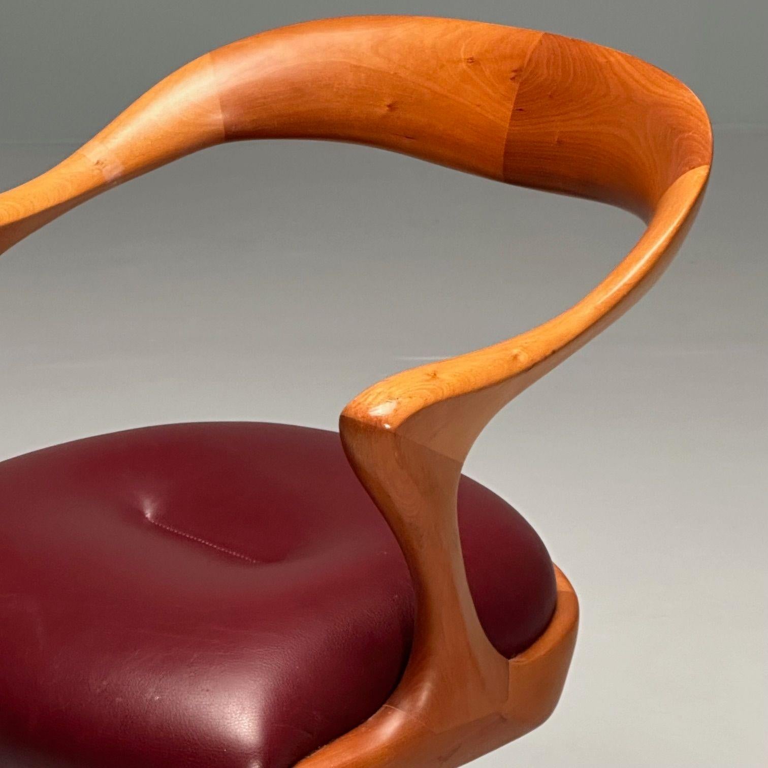 Ceccotti Collezioni, Modernity, chaise de bureau, noyer clair, cuir rouge, années 2000 en vente 2