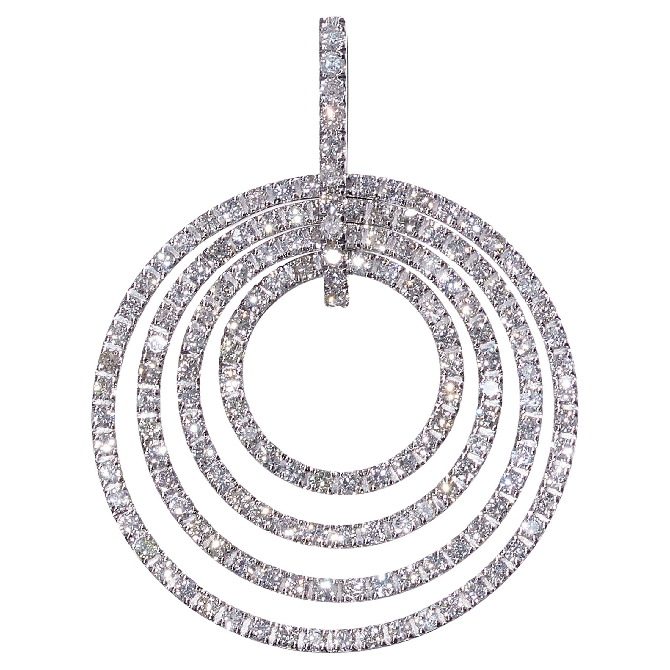 Modern Italian Diamond And White Gold Circle Pendant, Circa 2010 For Sale