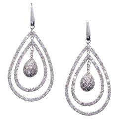 Modern Italian Diamond And White Gold Drop Shape Earrings, Circa 2010