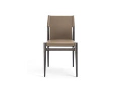 Modern Italian Dining Chair Leather and Wood, Made in Italy