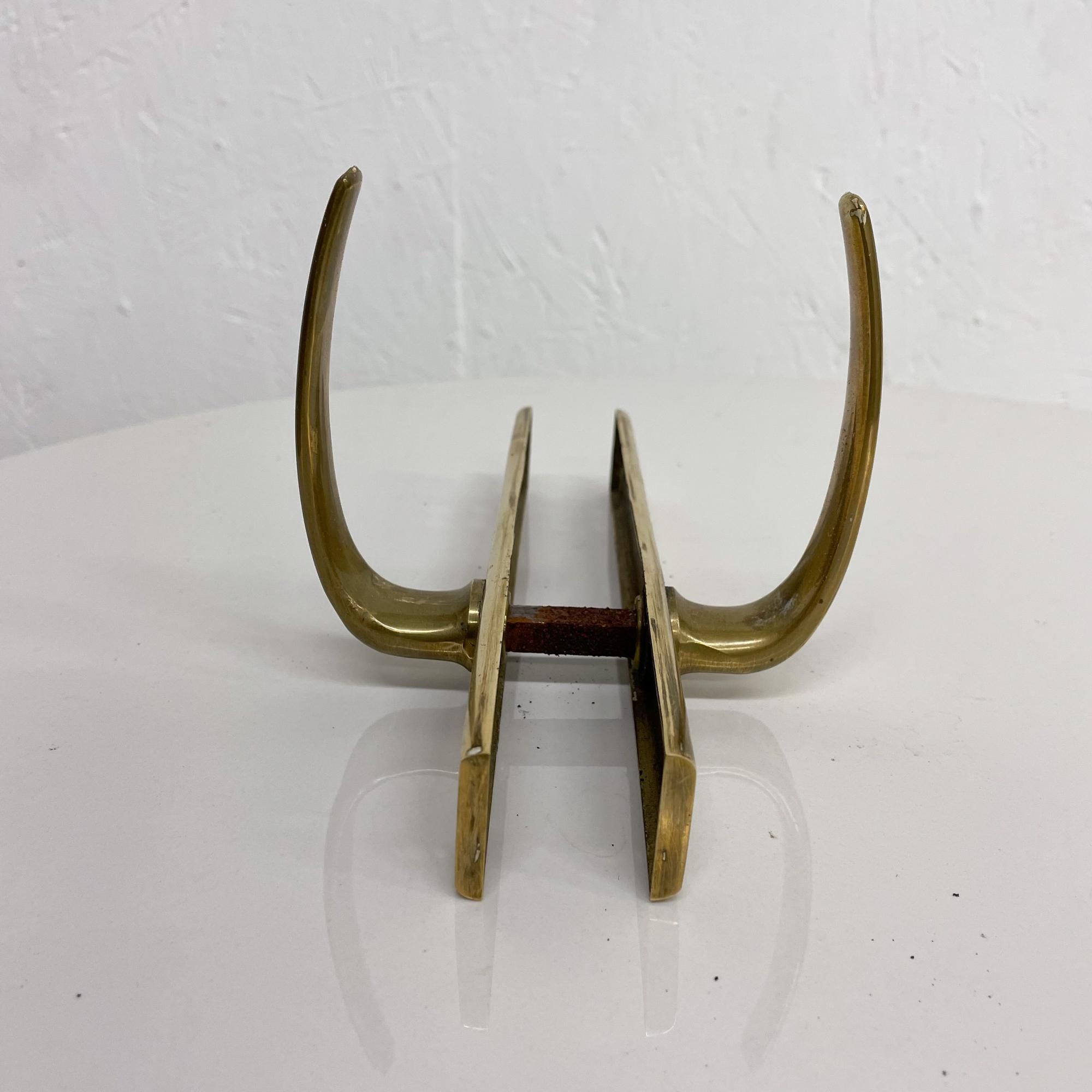 Rich Brass Italian Door Pull Handle & Plate Midcentury ITALY 1950s Gio Ponti For Sale 1