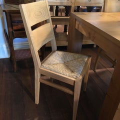 Modern Italian Durmast, Rush Seating Dining Chairs, Eight Available