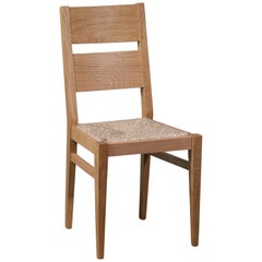 Modern Italian Durmast, Rush Seating Dining Chairs, Eight Available