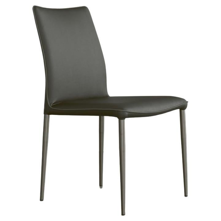Modern Italian Eco Leather and Lacquered Metal Chair, Bontempi Casa Collection For Sale