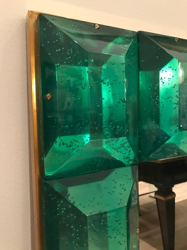 Large Emerald Green Murano Glass Mirror at 1stDibs