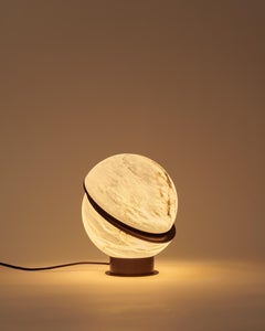 Modern Italian Ethereal Allure of Alabaster - Offset Globe Lamp in bronze