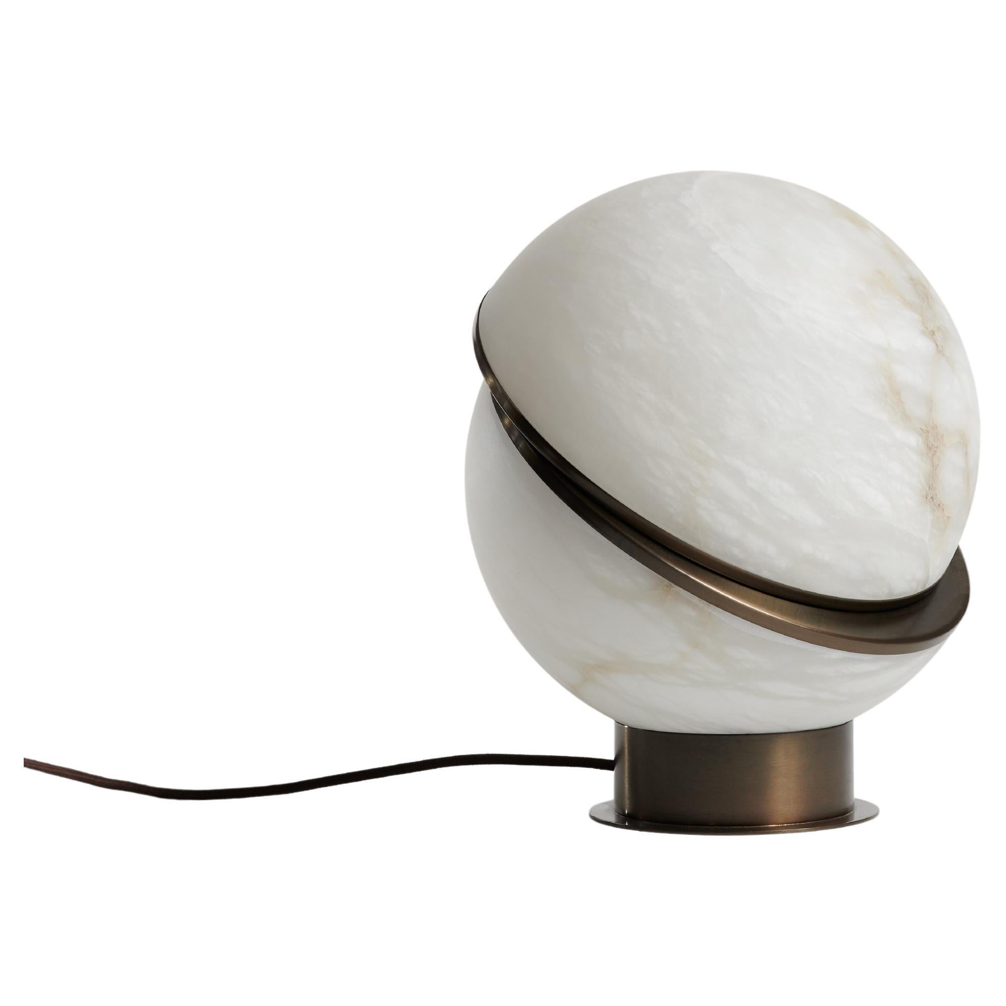 Modern Italian Ethereal Allure of Alabaster - Offset Globe Lamp in bronze For Sale