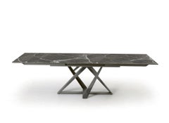 Modern Italian Extendible Marble and Lacquered Metal Table, Bontempi Collection