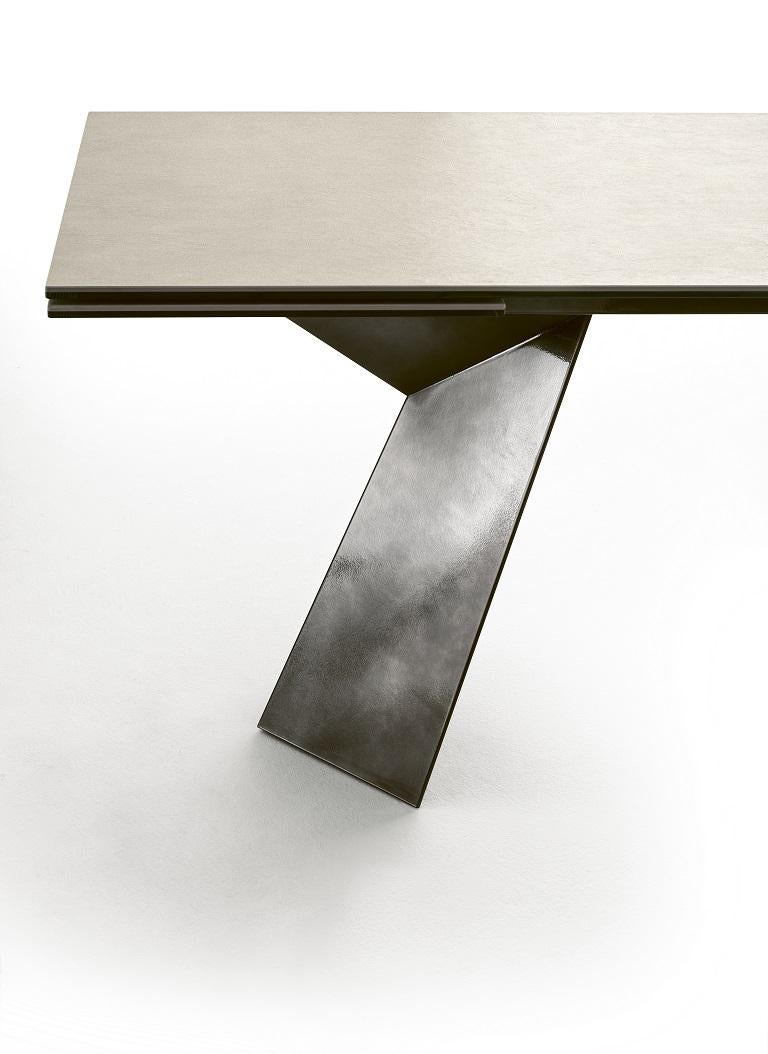 Style international Table italienne moderne à rallonge extensible en céramique - Collection Bontempi en vente