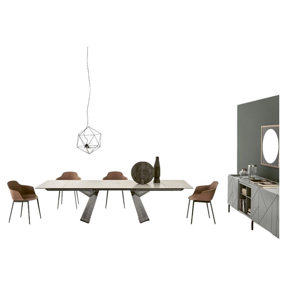 Table italienne moderne à rallonge extensible en céramique - Collection Bontempi en vente