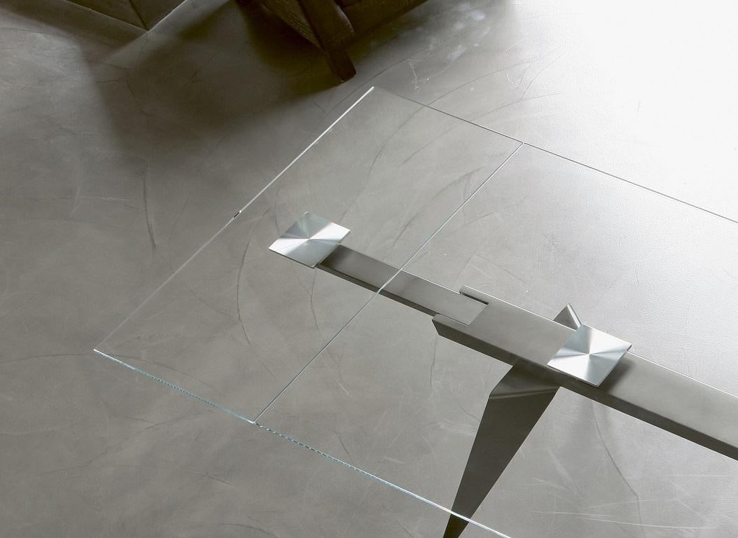 Autre Table à rallonge italienne moderne en verre et métal laqué - Bontempi   en vente