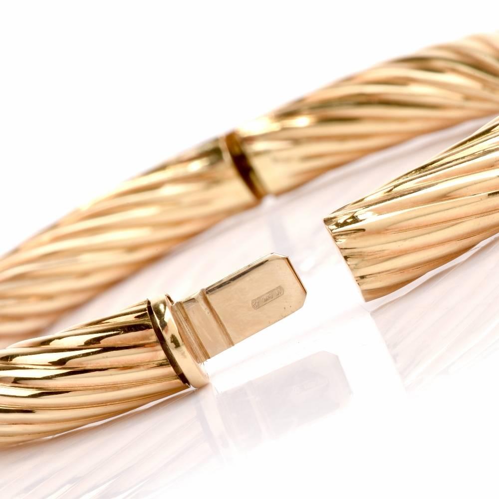 Women's Modern Italian 18 Karat Yellow Gold Rope Bangle Bracelet