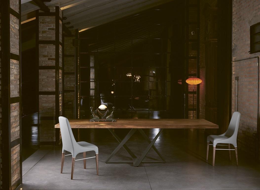 Laqué Table italienne moderne en bois massif fixe et métal laqué - Collection Bontempi en vente