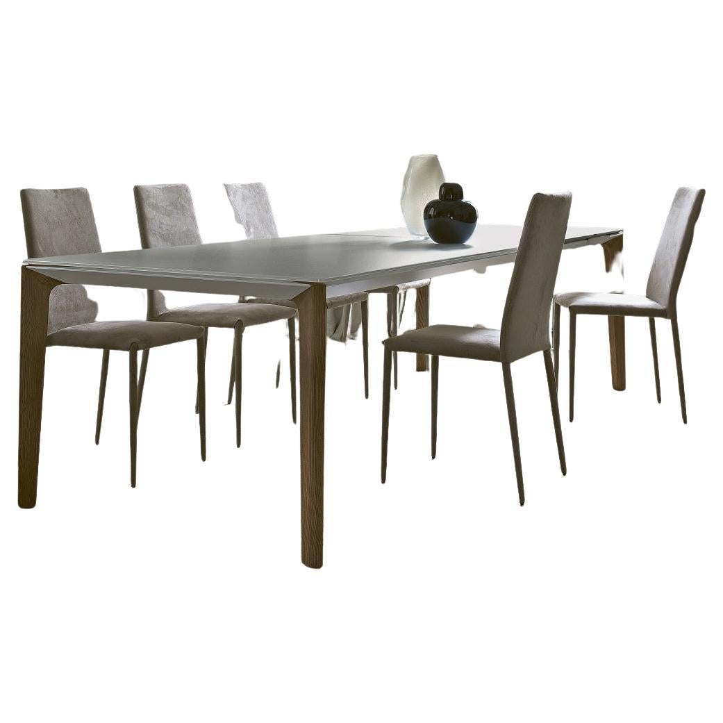 Modern Italian Fixed Table in Glass and Solid Wood, Bontempi Collection