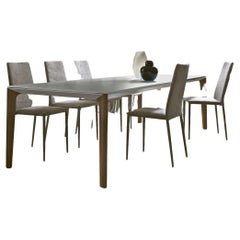 Modern Italian Fixed Table in Glass and Solid Wood, Bontempi Collection