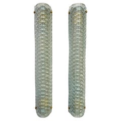 Modern Italian Fontana Arte Style Aqua Blue Murano Glass Brass Bubble Sconces