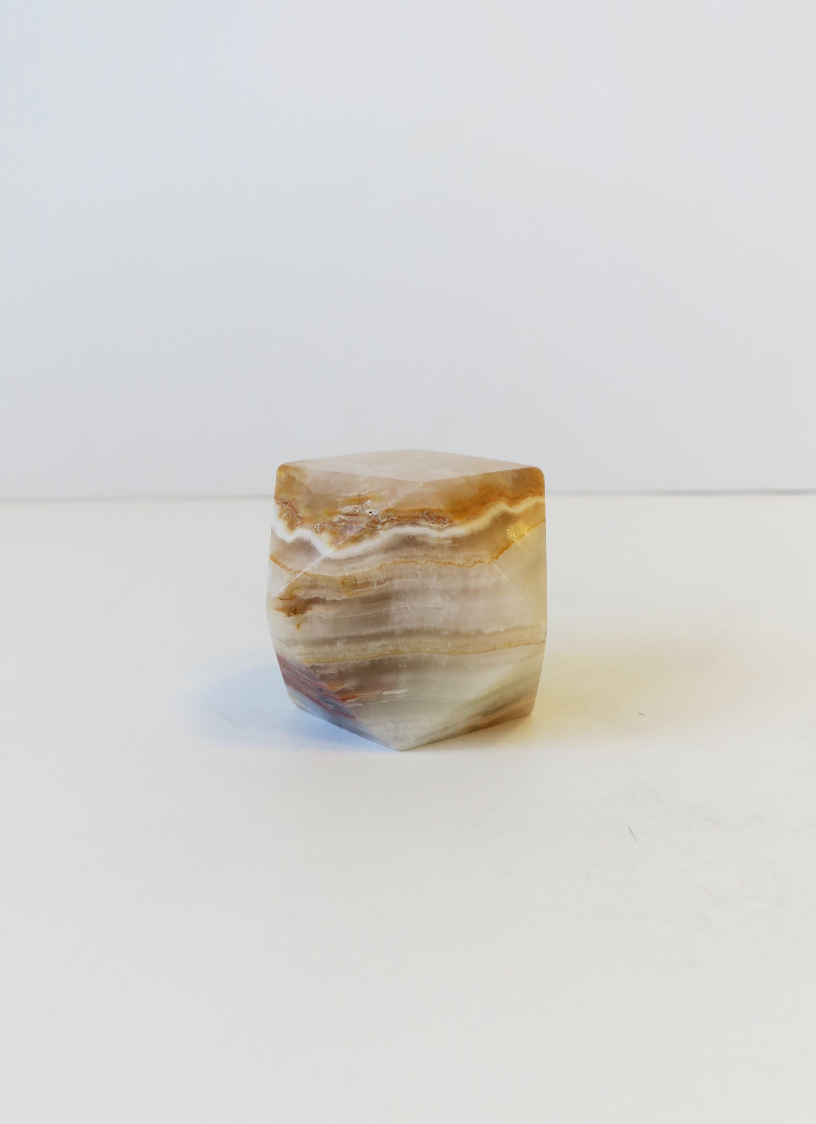 Polished Italian Onyx Marble Desk Paperweight Decorative Object, 1970s For Sale