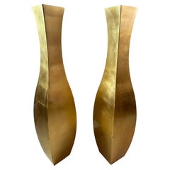Modern Italian Gilded Metal De Castelli Pair of Vases or Planters
