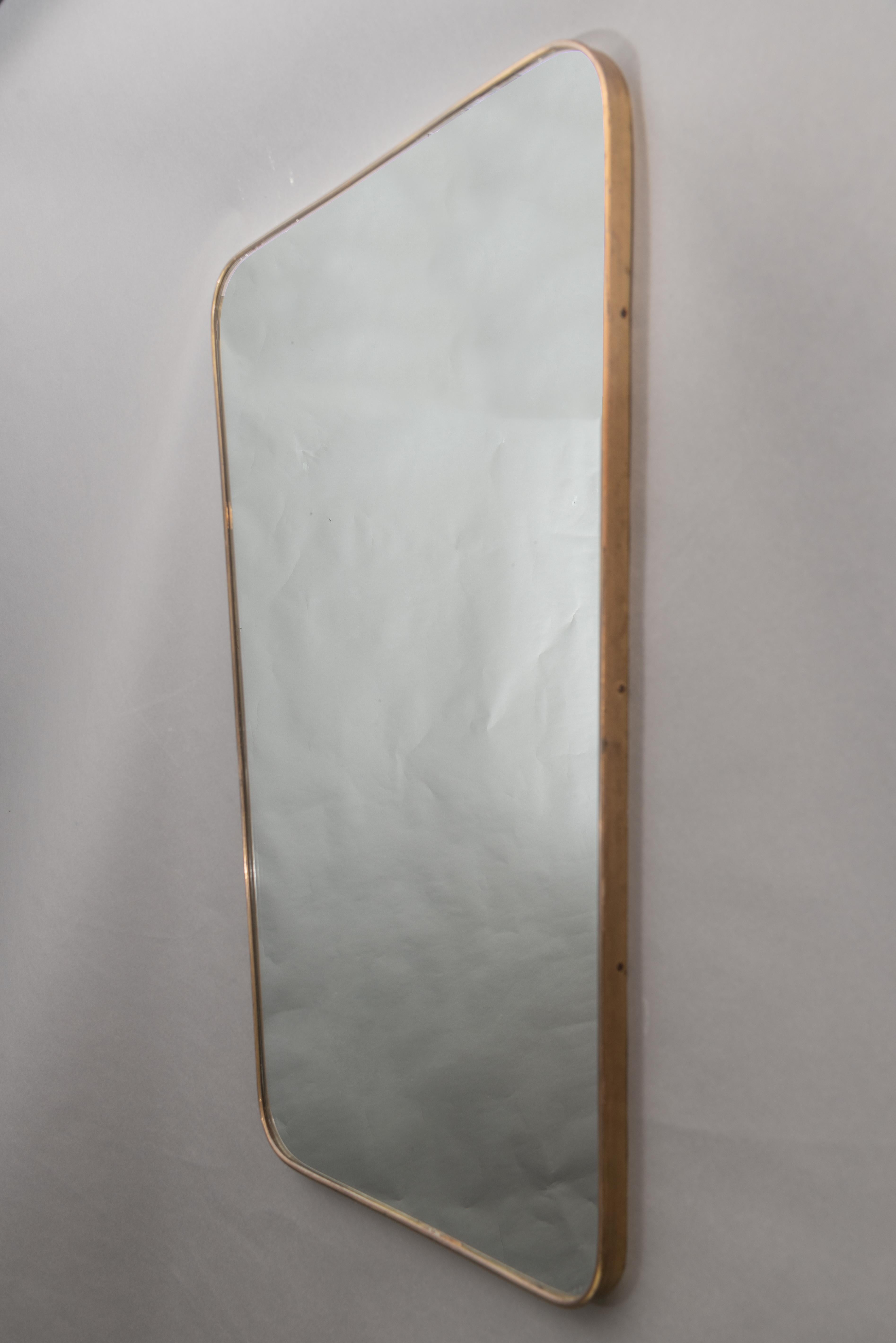 Mid-Century Modern Modern Italian Gio Ponti Style Brass Mirror