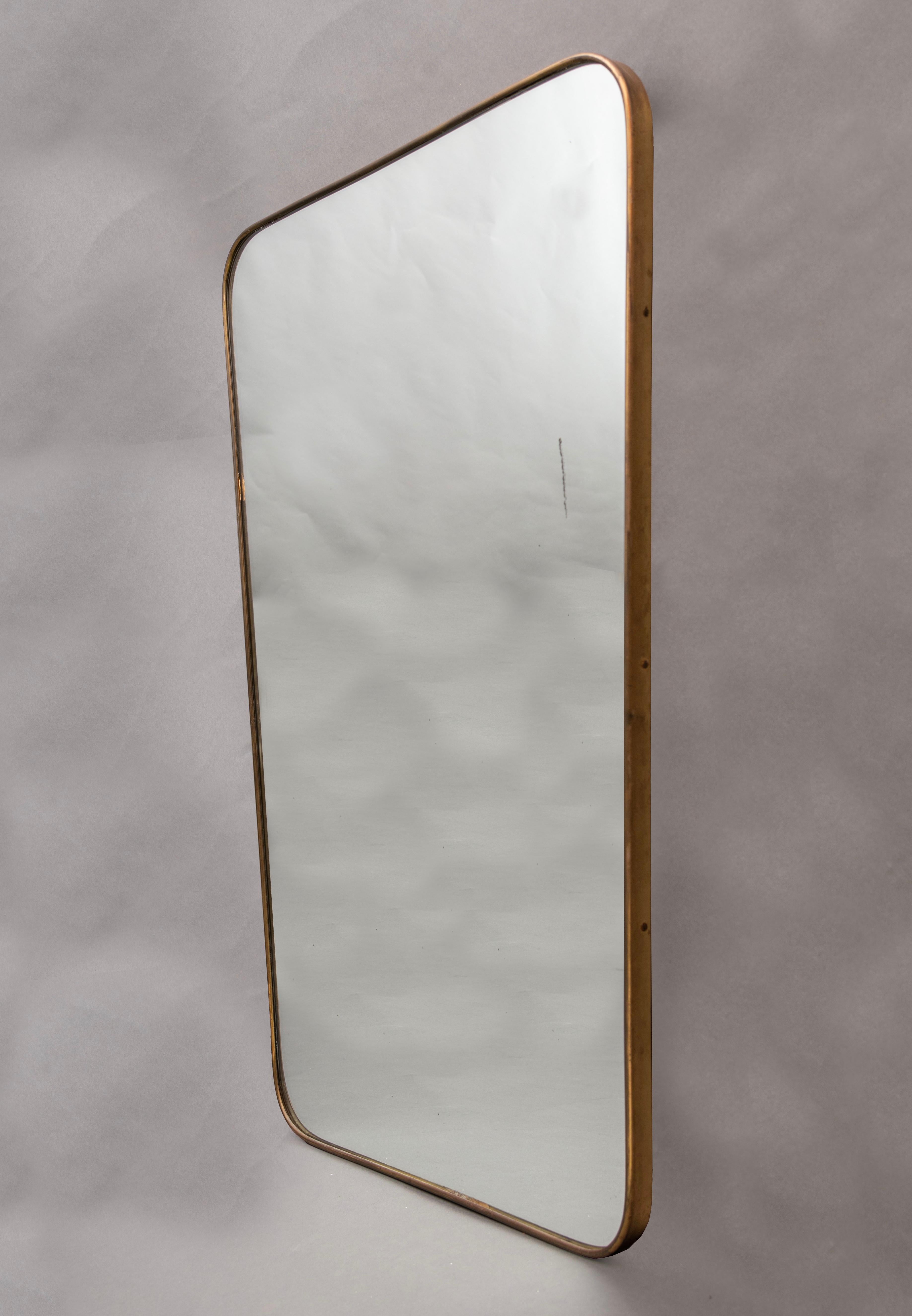 Modern Italian Gio Ponti Style Brass Mirror In Good Condition In Roma, IT