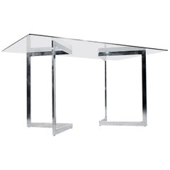Modern Italian Glass Table with Geometric Base, 1970s