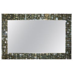 Espejo moderno italiano verde crema caramelo blanco y negro de mosaico de cristal de Murano