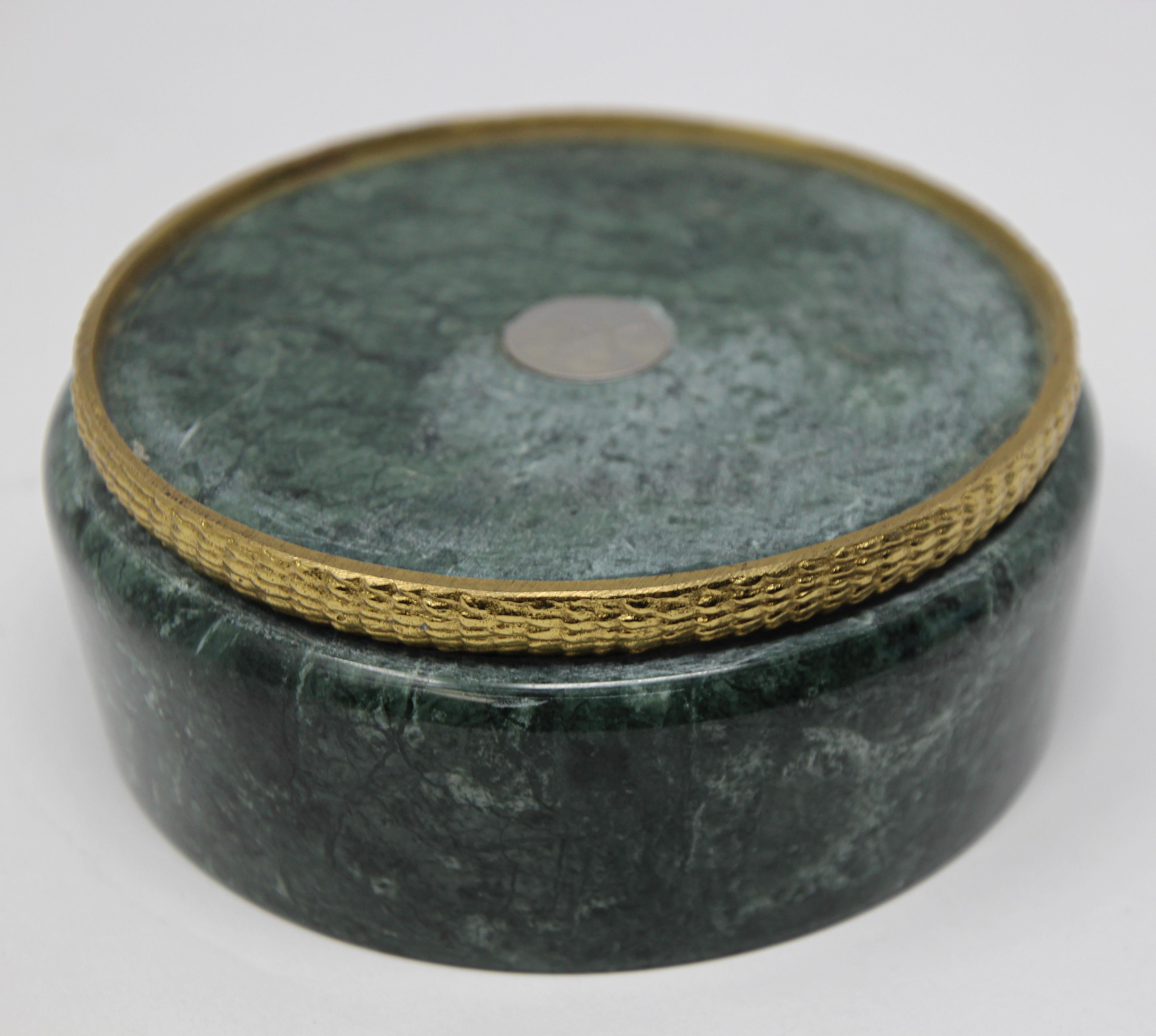 Modern Michael Aram Green Marble and Brass Footed Bowl