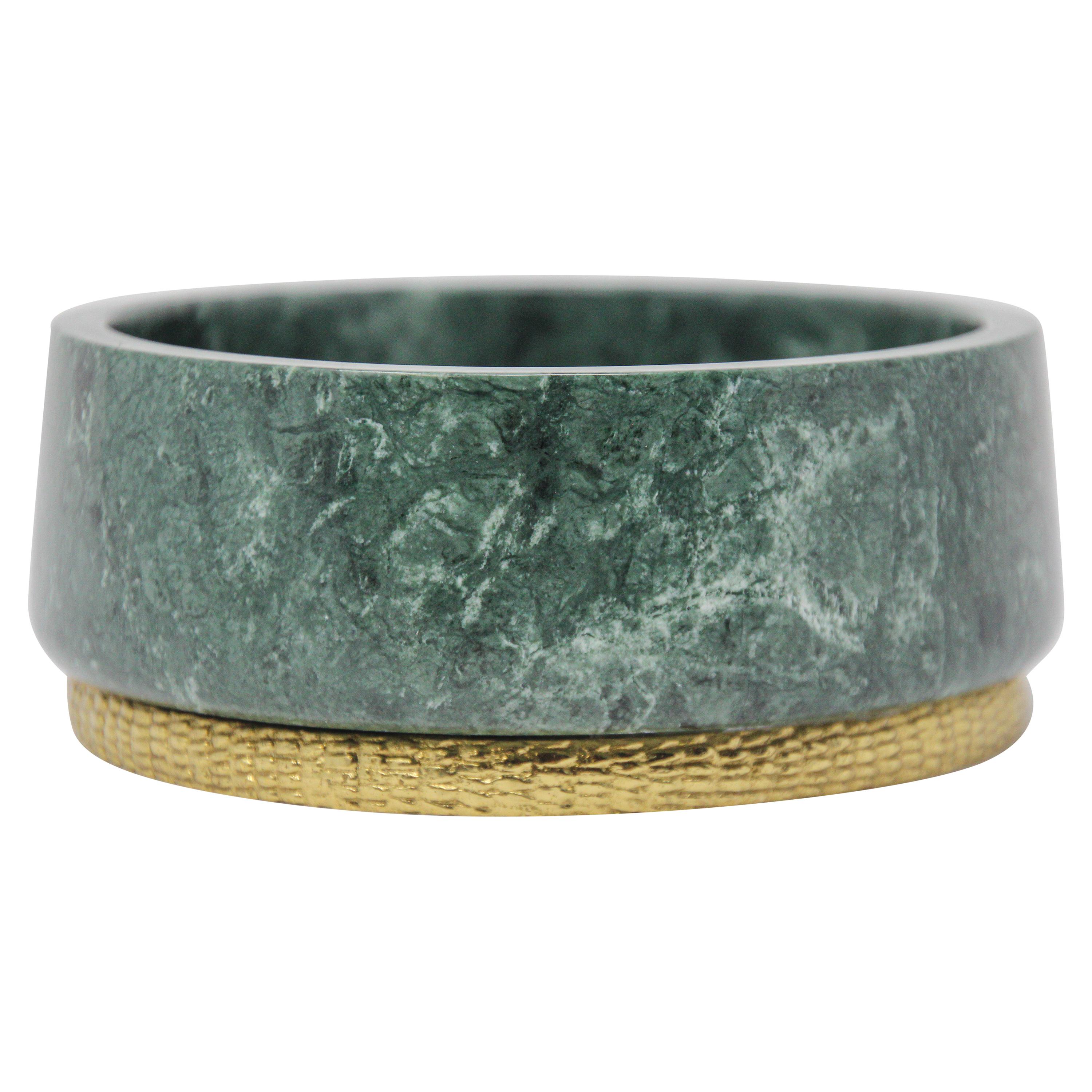 Michael Aram Green Marble and Brass Footed Bowl