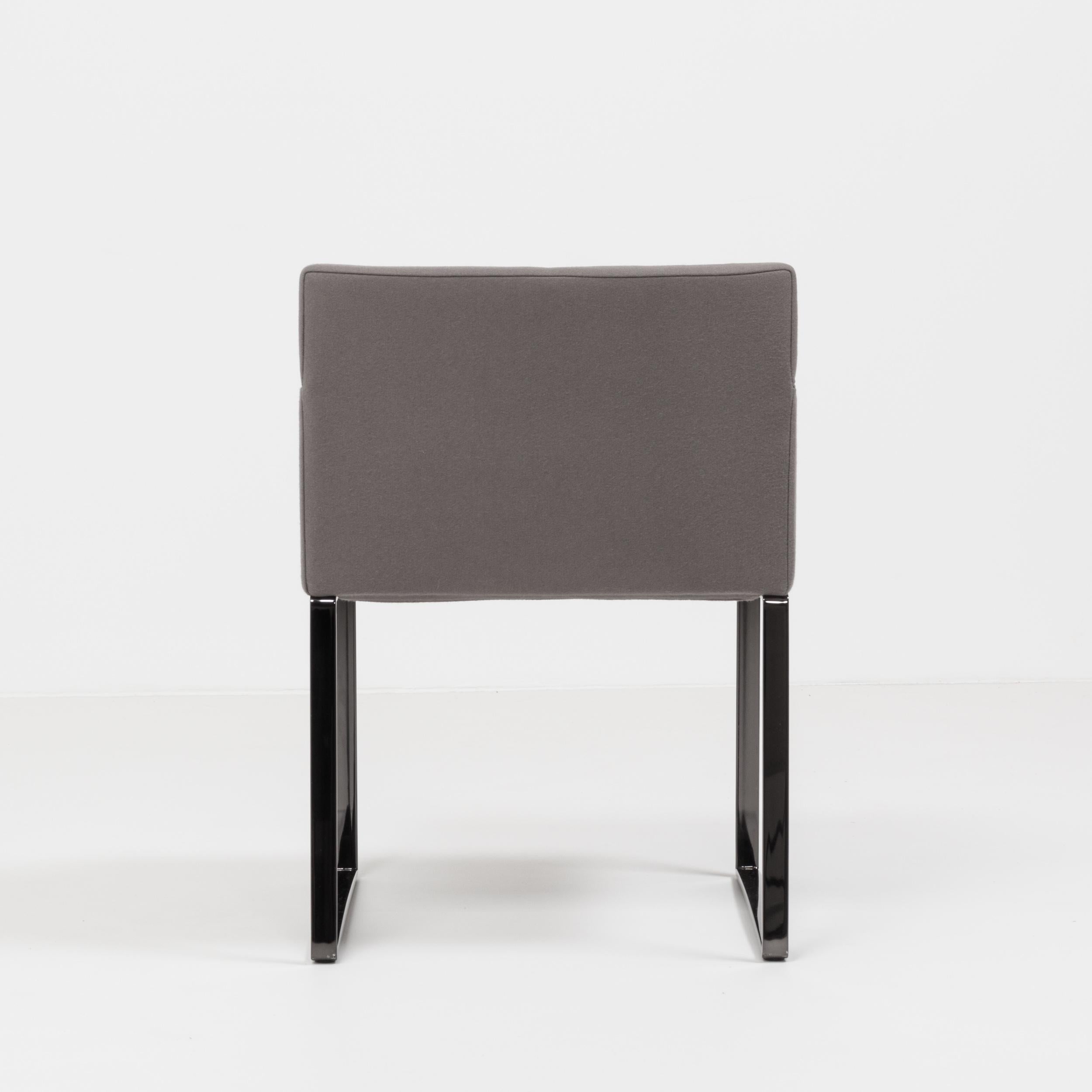 Fabric Minotti by Rodolfo Dordoni Modern Grey Wool Dining Chairs, Set of 2