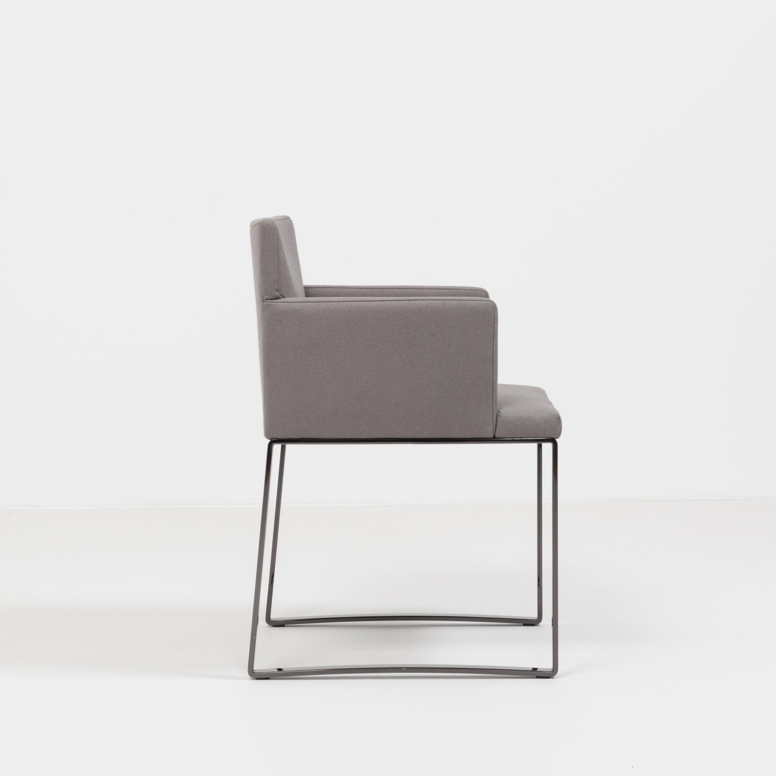 Minotti by Rodolfo Dordoni Modern Grey Wool Dining Chairs, Set of 2 2