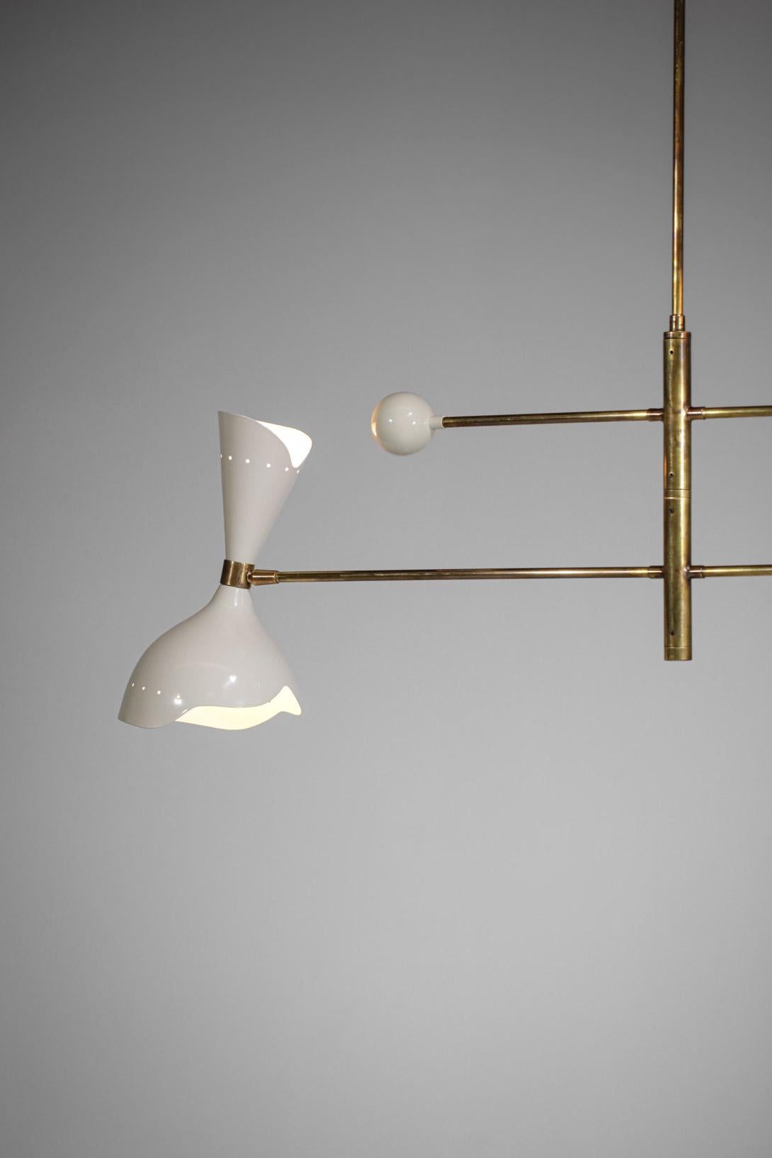Modern Italian Hanging Lamp Brass Pendulum, Vintage Stilnovo Design Giroue F142 For Sale 4