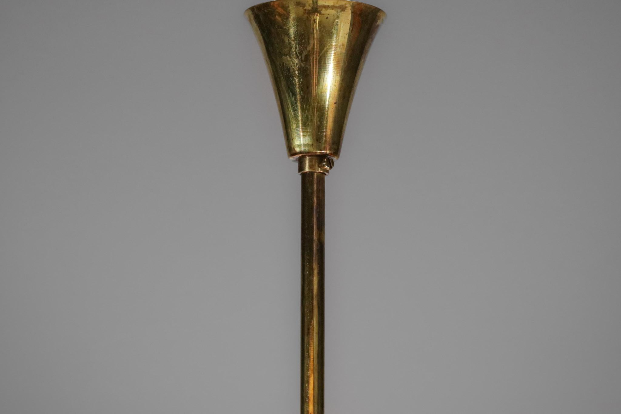 Modern Italian Hanging Lamp Brass Pendulum, Vintage Stilnovo Design Giroue F142 For Sale 8