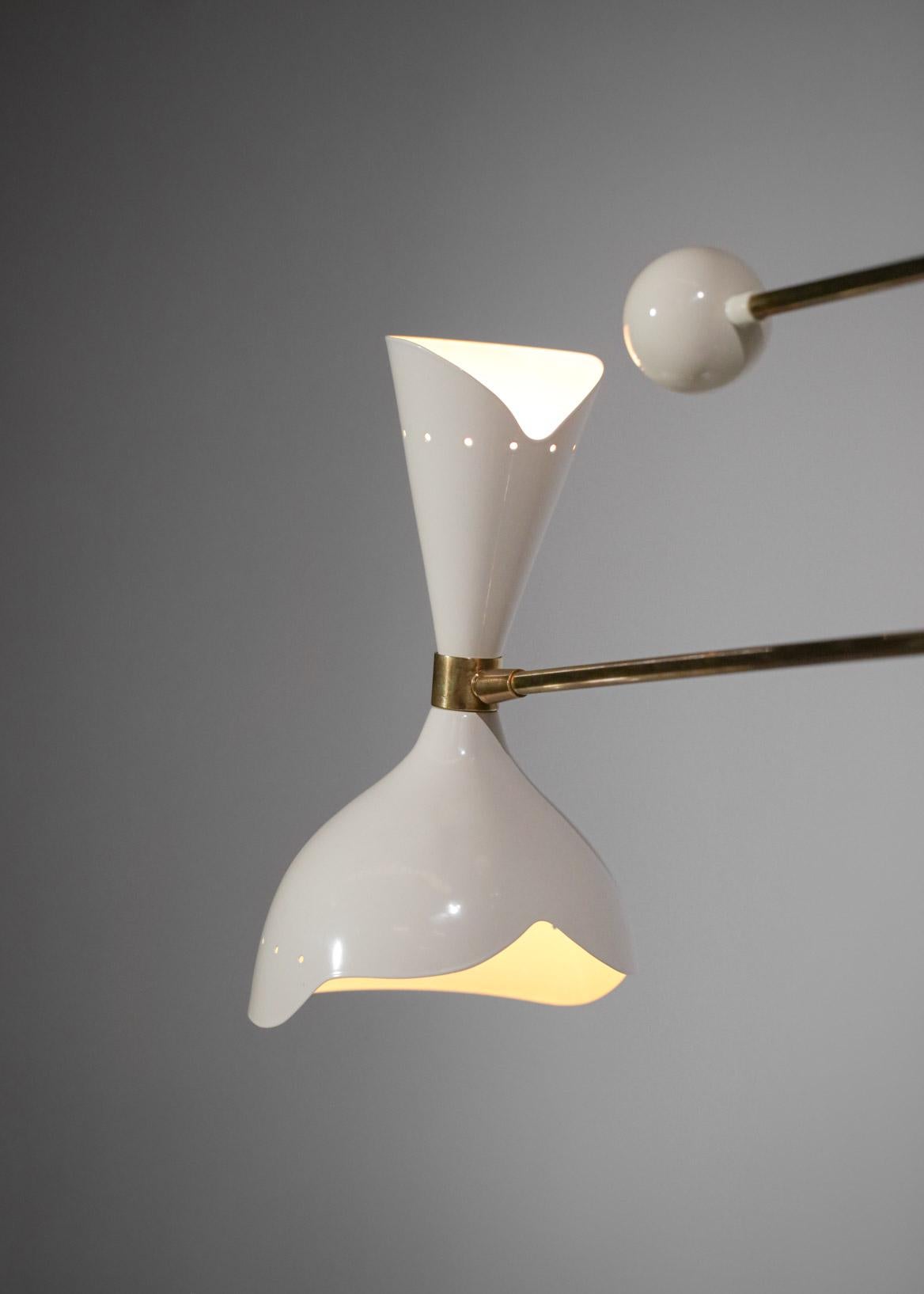 Contemporary Modern Italian Hanging Lamp Brass Pendulum, Vintage Stilnovo Design Giroue F142 For Sale