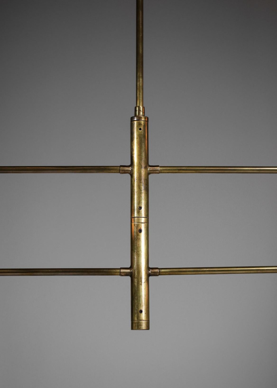 Metal Modern Italian Hanging Lamp Brass Pendulum, Vintage Stilnovo Design Giroue F142 For Sale