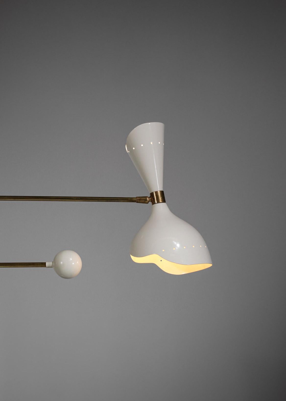 Modern Italian Hanging Lamp Brass Pendulum, Vintage Stilnovo Design Giroue F142 For Sale 1
