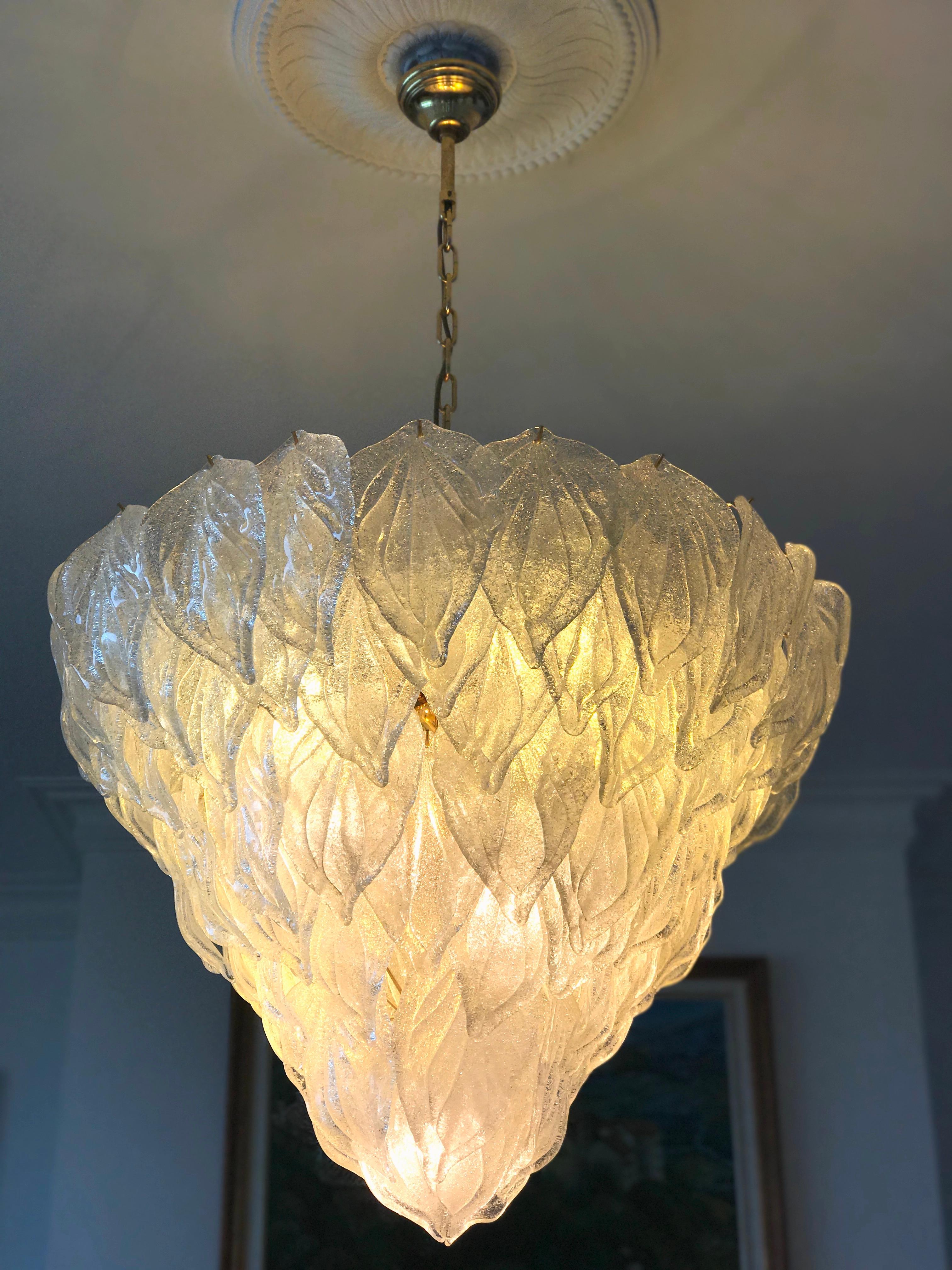 Modern Italian Ice Color Murano Glass Polar Chandelier, 1970s For Sale 5