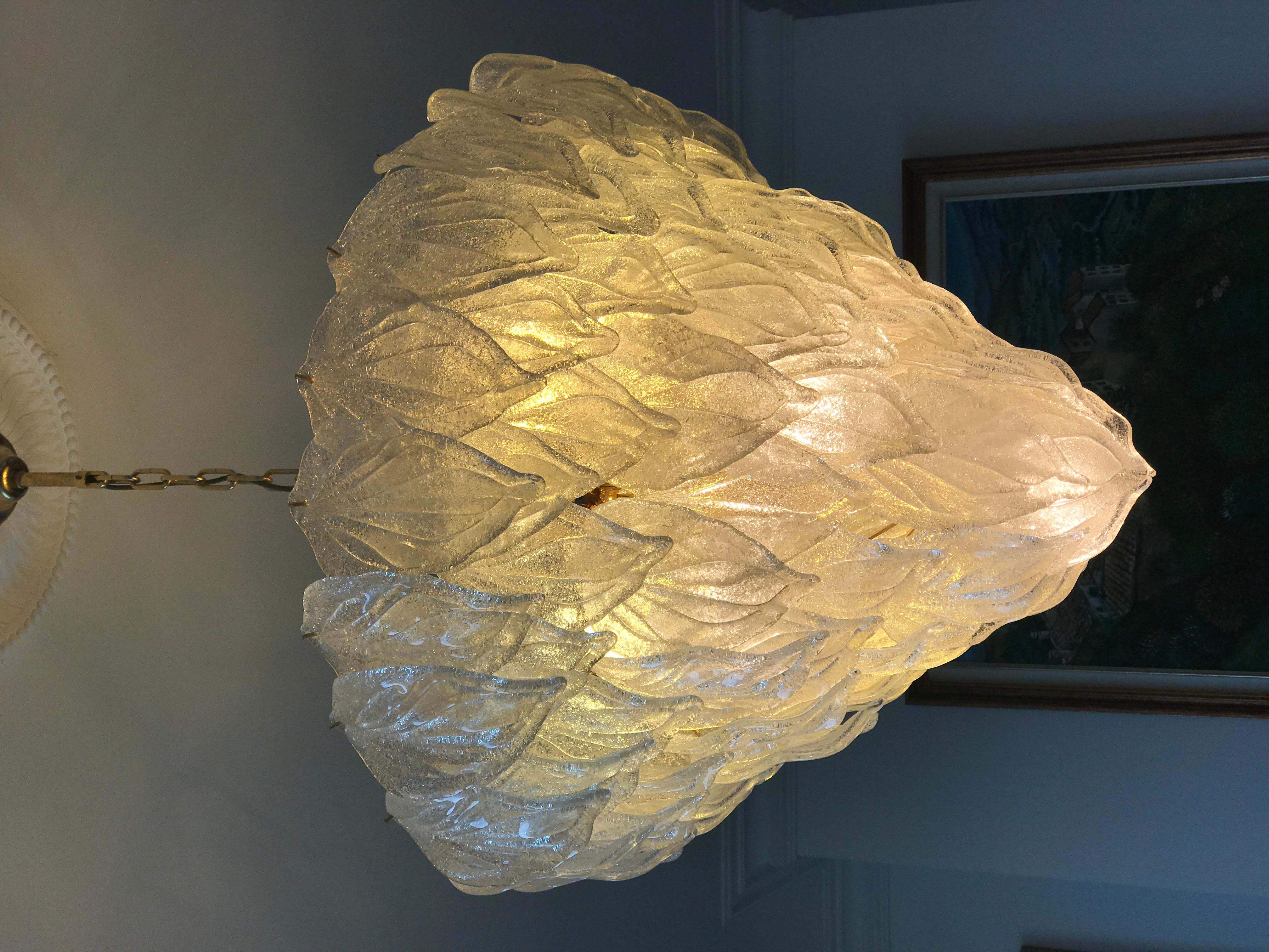 Modern Italian Ice Color Murano Glass Polar Chandelier, 1970s For Sale 1