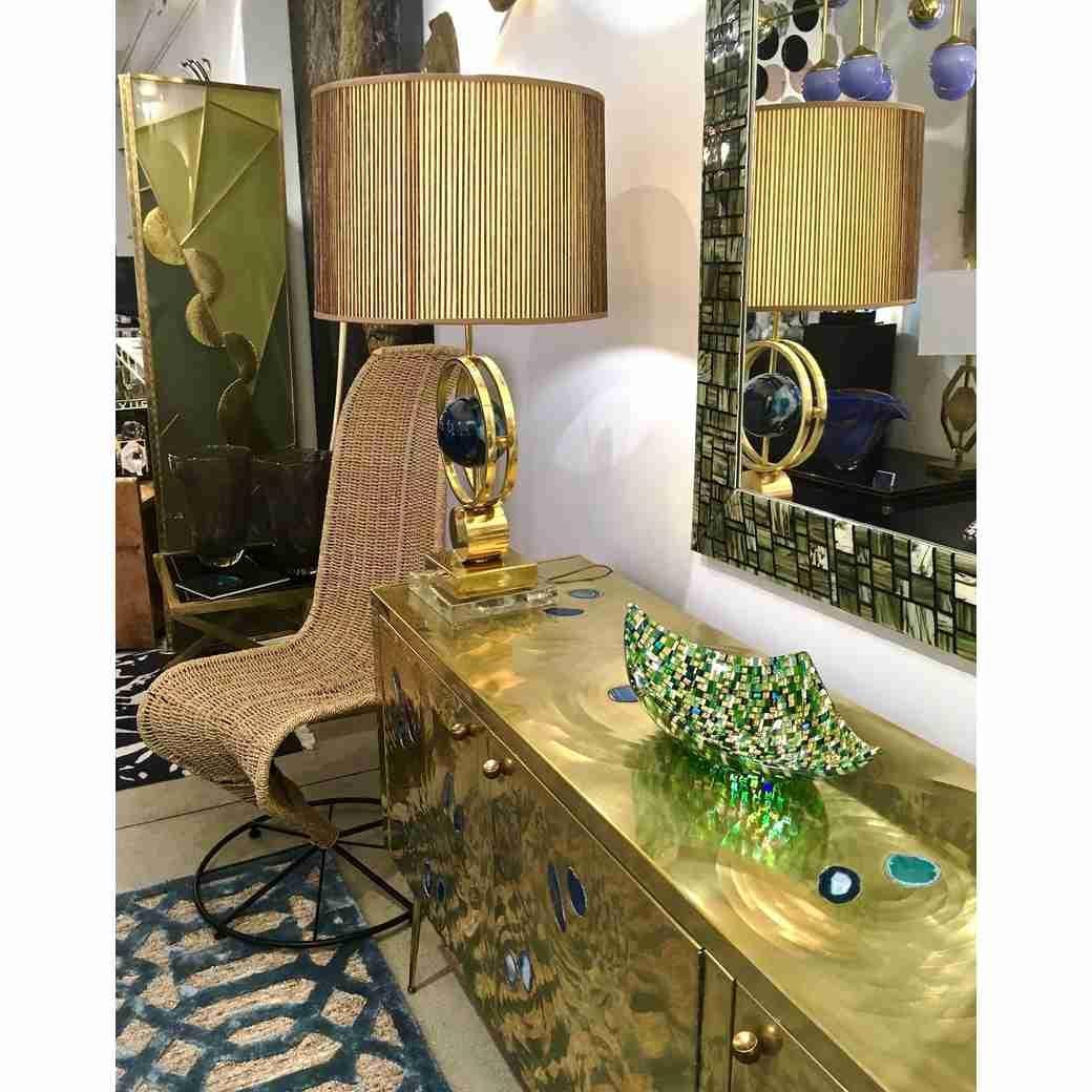 Modern Italian Jewel-Like Green Yellow & 24kt Gold Murano Art Glass Mosaic Bowl For Sale 3