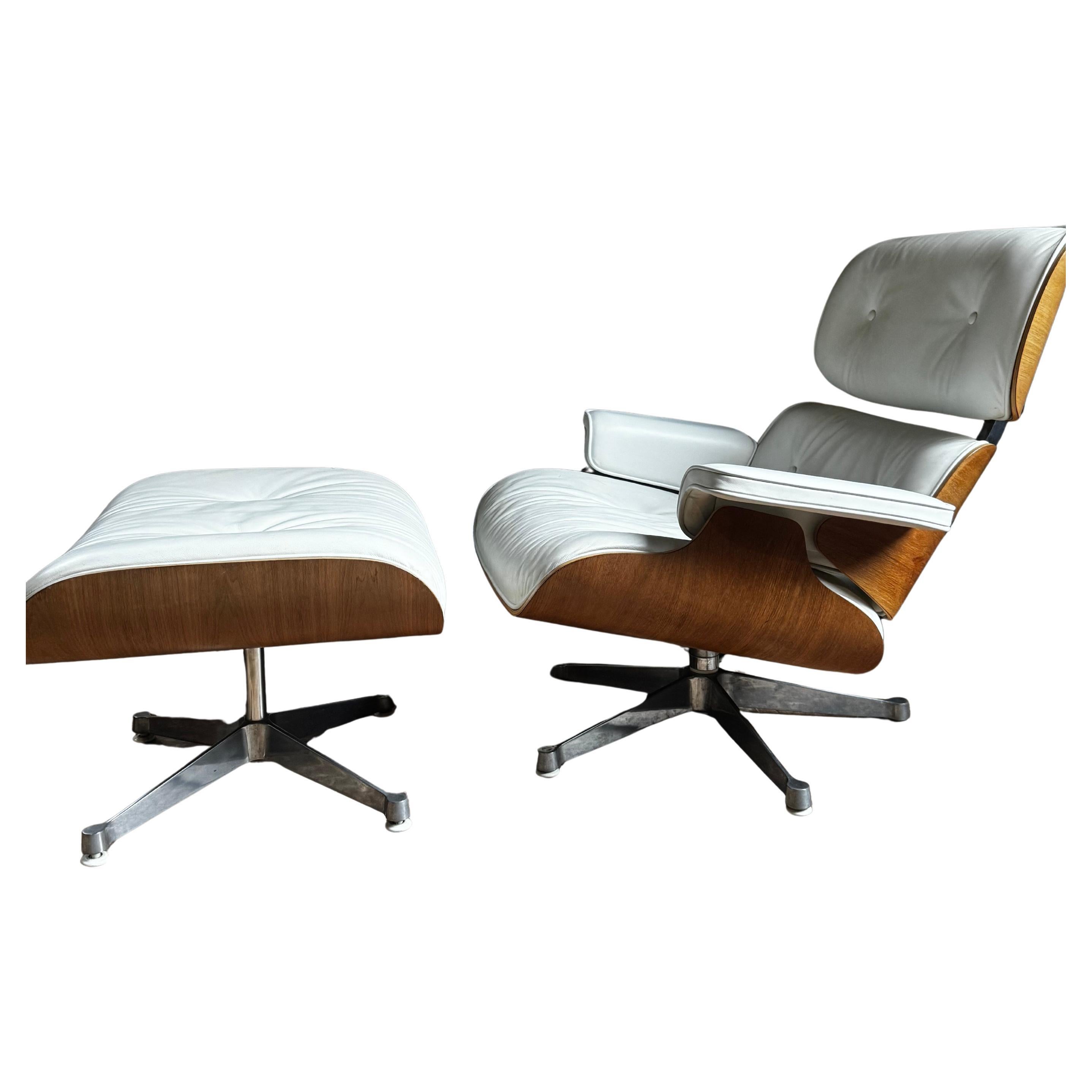 Modern Italian Launge Chair with Ottoman by Charles and Ray Eames. Limited Edit. For Sale